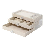 Three-Layer Velvet Dustproof Drawer Earrings Jewelry Storage Box