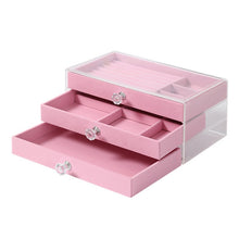 Load image into Gallery viewer, Three-Layer Velvet Dustproof Drawer Earrings Jewelry Storage Box