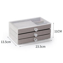 Load image into Gallery viewer, Three-Layer Velvet Dustproof Drawer Earrings Jewelry Storage Box