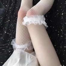 Load image into Gallery viewer, Sexy Lace Mesh Stockings Women Lolita Over Knee High Long Sock Hollow Fishnet Pantyhose, Average