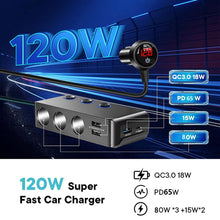 Load image into Gallery viewer, QC3.0/PD Fast Charging 7 In 1 Car Cigarette Lighter With Display, TR30P