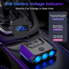 Load image into Gallery viewer, Car Cigarette Lighter One To Three With Switch Voltage Display, TR52