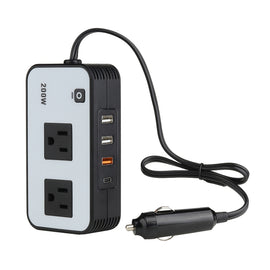 200W Car Inverter Vehicle Plug Power Converter, US Plug