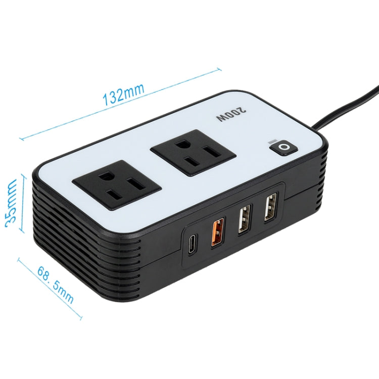 200W Car Inverter Vehicle Plug Power Converter, US Plug