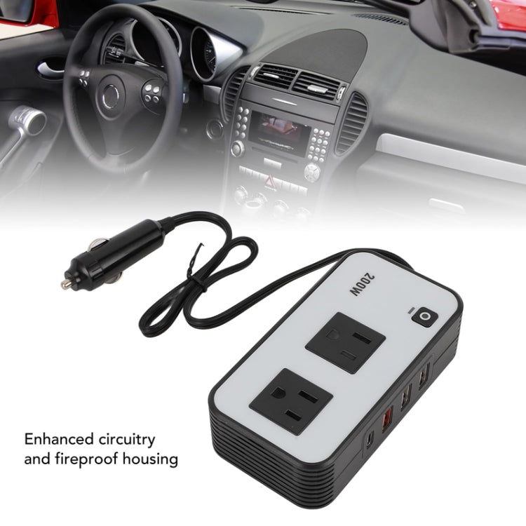 200W Car Inverter Vehicle Plug Power Converter, US Plug