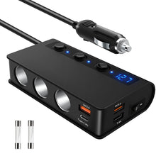 Load image into Gallery viewer, TR24 Car Cigarette Lighter One To Three With Switch 180W High Power Fast Charger, TR24(Black PD Version)