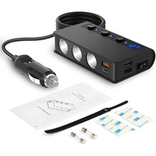 Load image into Gallery viewer, TR24 Car Cigarette Lighter One To Three With Switch 180W High Power Fast Charger, TR24(Black PD Version)