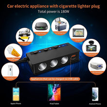 Load image into Gallery viewer, TR24 Car Cigarette Lighter One To Three With Switch 180W High Power Fast Charger, TR24(Black PD Version)