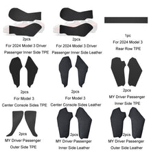 Load image into Gallery viewer, For Tesla Center Console Side Anti-kick Protective Pad, For 2024 Model 3 Driver Passenger Inner Side TPE, For 2024 Model 3 Driver Passenger Inner Side Leather, For 2024 Model 3 Rear Row TPE, For Model 3 Center Console Sides TPE                         ...