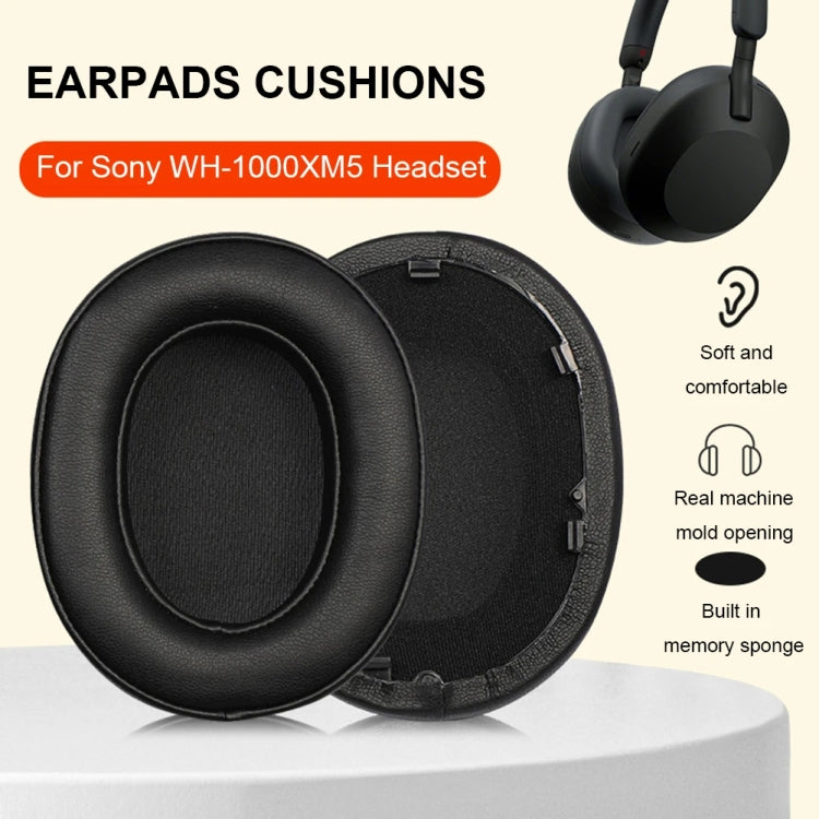 1pair For Sony WH-1000XM5 Headphone Leather Sponge Cover Earmuffs, Beige, Dark Blue