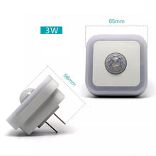 Load image into Gallery viewer, Home LED Human Auto Sensor Night Light Plug-In Wiring-Free Staircase Corridor Aisle Light, US Plug, 3W