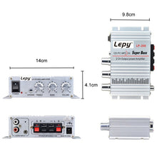Load image into Gallery viewer, Lepy LP-268 DC12V High Fidelity Power Car/Motorcycle Amplifier