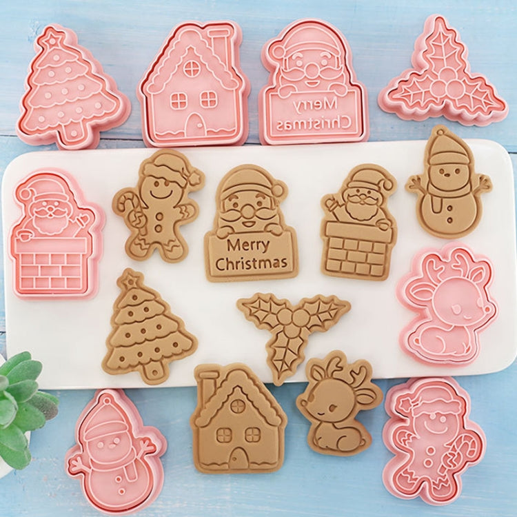 Christmas Biscuit Molds Cartoon 3D Pressing Fondant Cake Cookie Cutting Molds