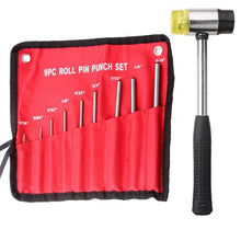 Load image into Gallery viewer, 9-in-1 Heavy Duty Roll Pin Punch Set Round Punch Removal Tools, Canvas Packaging, with Hammer