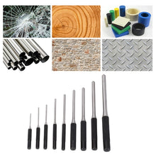 Load image into Gallery viewer, 9-in-1 Heavy Duty Roll Pin Punch Set Round Punch Removal Tools, Canvas Packaging, with Hammer