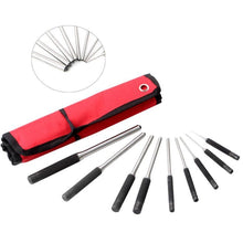 Load image into Gallery viewer, 9-in-1 Heavy Duty Roll Pin Punch Set Round Punch Removal Tools, Canvas Packaging, with Hammer