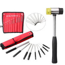 Load image into Gallery viewer, 9-in-1 Heavy Duty Roll Pin Punch Set Round Punch Removal Tools, Canvas Packaging, with Hammer