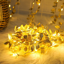 Load image into Gallery viewer, LED Artificial Golden Leaf Vine Light String For Christmas Holiday Decoration, 2m 20 Lights, 3m 30 Lights, 5m 50 Lights, 10m 100 Lights