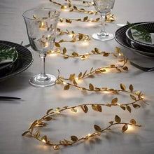 Load image into Gallery viewer, LED Artificial Golden Leaf Vine Light String For Christmas Holiday Decoration, 2m 20 Lights, 3m 30 Lights, 5m 50 Lights, 10m 100 Lights