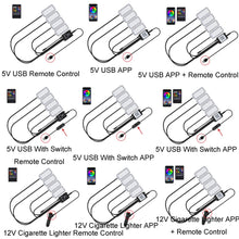 Load image into Gallery viewer, Eight-Color LED Voice Control Car Music Rhythm Atmosphere Light, 5V USB Remote Control, 5V USB APP, 5V USB APP + Remote Control, 5V USB With Switch Remote Control, 5V USB With Switch APP, 5V USB With Switch APP + Remote Control                         ...