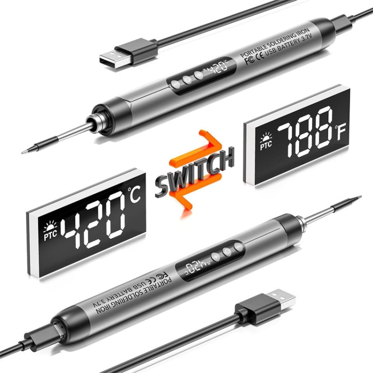 USB Digital Display Charging Soldering Iron Set 5-speed Temperature Adjustable, Standard Edition Gray, Standard Edition Orange, 3 Heads Orange, 3 Heads Gray