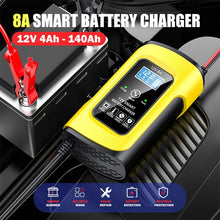 Load image into Gallery viewer, FOXSUR 12V8A SUV Car Motorcycle Intelligent Repair Type Lead-acid Battery Charger, EU Plug, US Plug, UK Plug