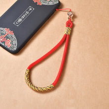 Load image into Gallery viewer, Carved Auspicious Cloud Hand-Woven Mobile Phone Anti-Lost Wrist Lanyard Key Pendant