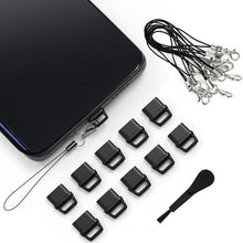 Load image into Gallery viewer, USB-C Charging Port Phone Dust Plug Lanyard Cleaning Brush Set