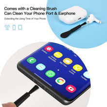 Load image into Gallery viewer, USB-C Charging Port Phone Dust Plug Lanyard Cleaning Brush Set