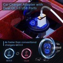 Load image into Gallery viewer, Kewig P22A 12-24V Vehicle Motorcycle Boat Modified Dual PD+QC3.0 3-Port Car Charger With Switch, With Terminal