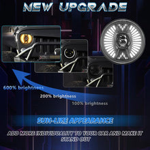 Load image into Gallery viewer, 7 Inch Round Lens With Tangent Fan-Shaped Angel Eye Headlights