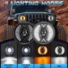 Load image into Gallery viewer, 7 Inch Round Lens With Tangent Fan-Shaped Angel Eye Headlights