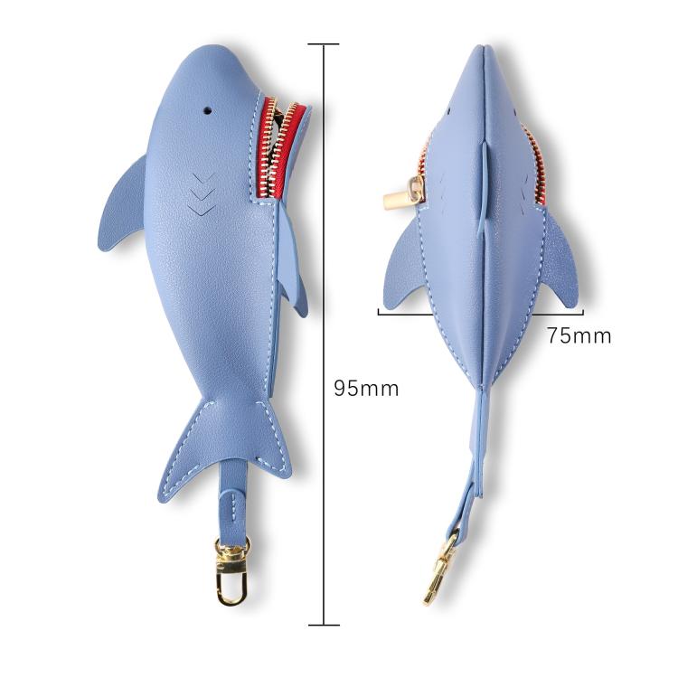 Hallmo Universal Shark-Shaped Key Protective Cover Multifunctional Car Key Storage Bag, Dark Blue, Light Blue