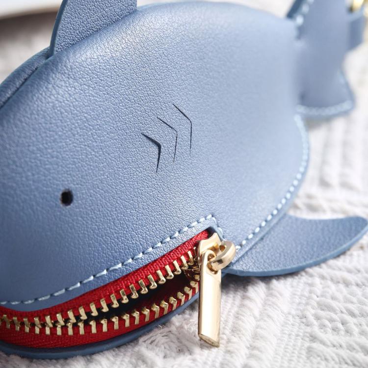 Hallmo Universal Shark-Shaped Key Protective Cover Multifunctional Car Key Storage Bag, Dark Blue, Light Blue