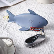 Load image into Gallery viewer, Hallmo Universal Shark-Shaped Key Protective Cover Multifunctional Car Key Storage Bag, Dark Blue, Light Blue