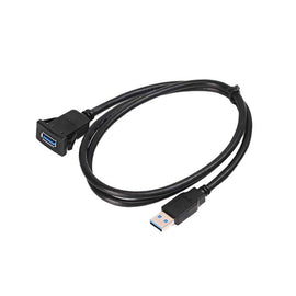 Square Snap-On USB3.0 Compatible 2.0 Car Boat Motorcycle Instrument Panel Extension Cable, 1m
