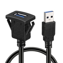 Load image into Gallery viewer, Square Snap-On USB3.0 Compatible 2.0 Car Boat Motorcycle Instrument Panel Extension Cable, 1m