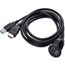 Load image into Gallery viewer, 2m USB3.0+HDMI Car Waterproof Cable Motorcycle Boat Dashboard Extension Wire, 2m USB3.0+HDMI