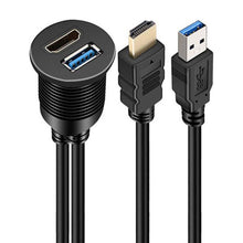 Load image into Gallery viewer, 2m USB3.0+HDMI Car Waterproof Cable Motorcycle Boat Dashboard Extension Wire, 2m USB3.0+HDMI