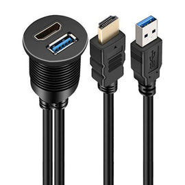 2m USB3.0+HDMI Car Waterproof Cable Motorcycle Boat Dashboard Extension Wire, 2m USB3.0+HDMI