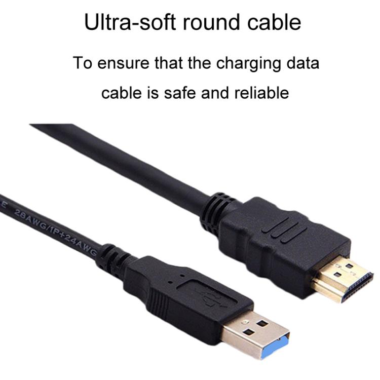 2m USB3.0+HDMI Car Waterproof Cable Motorcycle Boat Dashboard Extension Wire, 2m USB3.0+HDMI