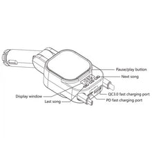 Load image into Gallery viewer, Dual Retractable Cable Car Charger Automobile Bluetooth MP3 Player, BC97
