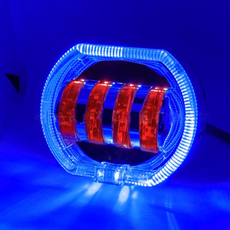 Motorcycle Electric Vehicle General Modification LED Headlight 4 Beads Double Lens Lamps, White Aperture+Red Devil Eye, Red Aperture+Red Devil Eye, Blue Aperture+Red Devil Eye, Ice Blue Aperture+Red Devil Eye, Green Aperture+Red Devil Eye              ...