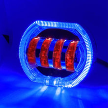 Load image into Gallery viewer, Motorcycle Electric Vehicle General Modification LED Headlight 4 Beads Double Lens Lamps, White Aperture+Red Devil Eye, Red Aperture+Red Devil Eye, Blue Aperture+Red Devil Eye, Ice Blue Aperture+Red Devil Eye, Green Aperture+Red Devil Eye              ...