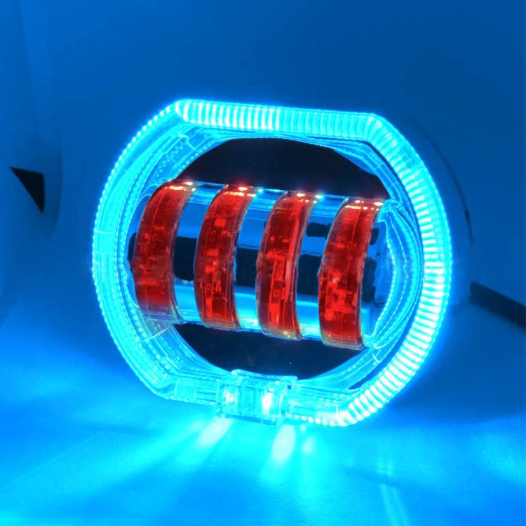 Motorcycle Electric Vehicle General Modification LED Headlight 4 Beads Double Lens Lamps, White Aperture+Red Devil Eye, Red Aperture+Red Devil Eye, Blue Aperture+Red Devil Eye, Ice Blue Aperture+Red Devil Eye, Green Aperture+Red Devil Eye              ...