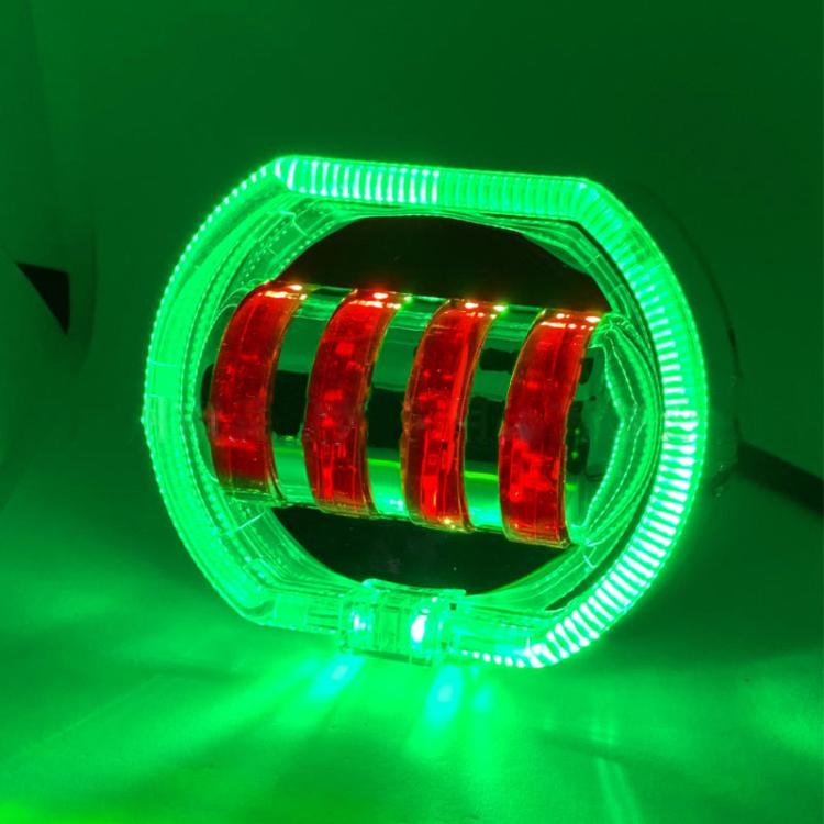 Motorcycle Electric Vehicle General Modification LED Headlight 4 Beads Double Lens Lamps, White Aperture+Red Devil Eye, Red Aperture+Red Devil Eye, Blue Aperture+Red Devil Eye, Ice Blue Aperture+Red Devil Eye, Green Aperture+Red Devil Eye              ...