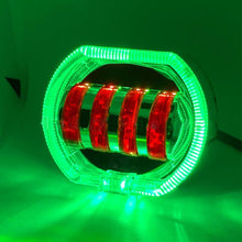 Load image into Gallery viewer, Motorcycle Electric Vehicle General Modification LED Headlight 4 Beads Double Lens Lamps, White Aperture+Red Devil Eye, Red Aperture+Red Devil Eye, Blue Aperture+Red Devil Eye, Ice Blue Aperture+Red Devil Eye, Green Aperture+Red Devil Eye              ...