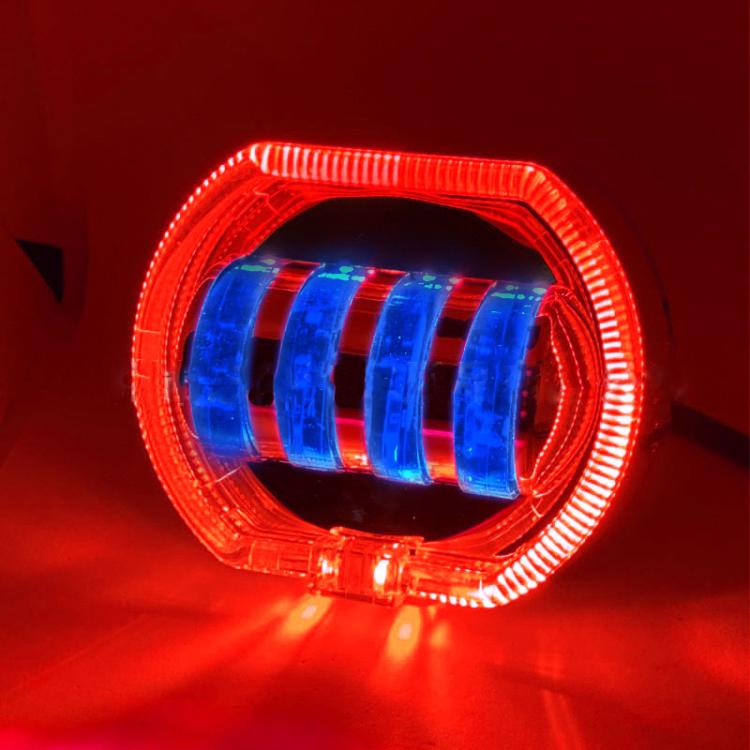 Motorcycle Electric Vehicle General Modification LED Headlight 4 Beads Double Lens Lamps, White Aperture+Red Devil Eye, Red Aperture+Red Devil Eye, Blue Aperture+Red Devil Eye, Ice Blue Aperture+Red Devil Eye, Green Aperture+Red Devil Eye              ...