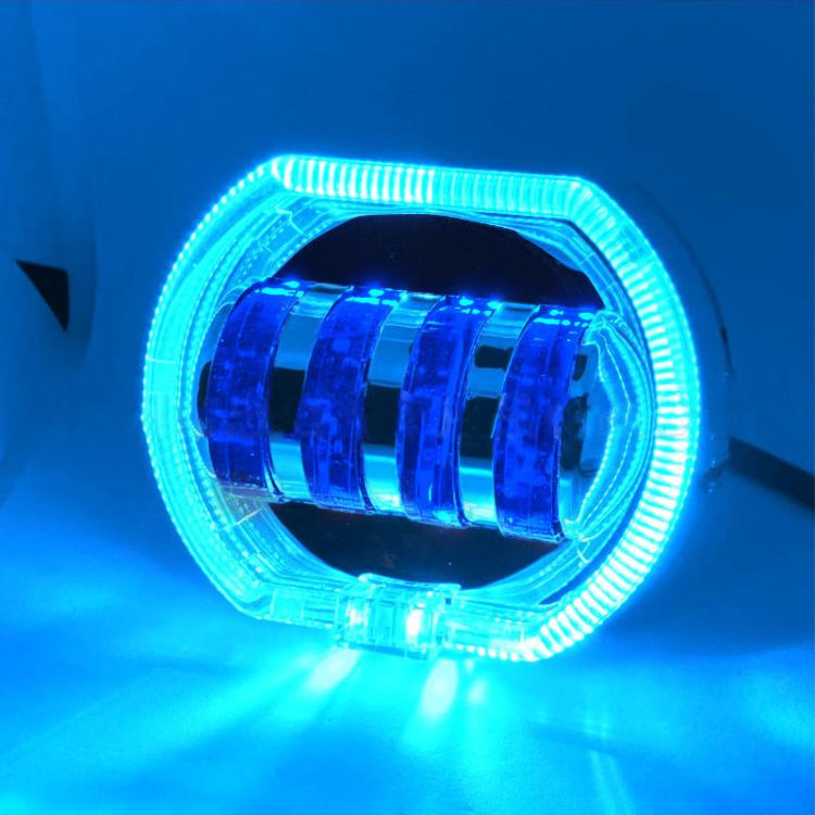 Motorcycle Electric Vehicle General Modification LED Headlight 4 Beads Double Lens Lamps, White Aperture+Red Devil Eye, Red Aperture+Red Devil Eye, Blue Aperture+Red Devil Eye, Ice Blue Aperture+Red Devil Eye, Green Aperture+Red Devil Eye              ...