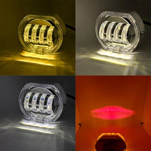 Load image into Gallery viewer, Motorcycle Electric Vehicle General Modification LED Headlight 4 Beads Double Lens Lamps, White Aperture+Red Devil Eye, Red Aperture+Red Devil Eye, Blue Aperture+Red Devil Eye, Ice Blue Aperture+Red Devil Eye, Green Aperture+Red Devil Eye              ...